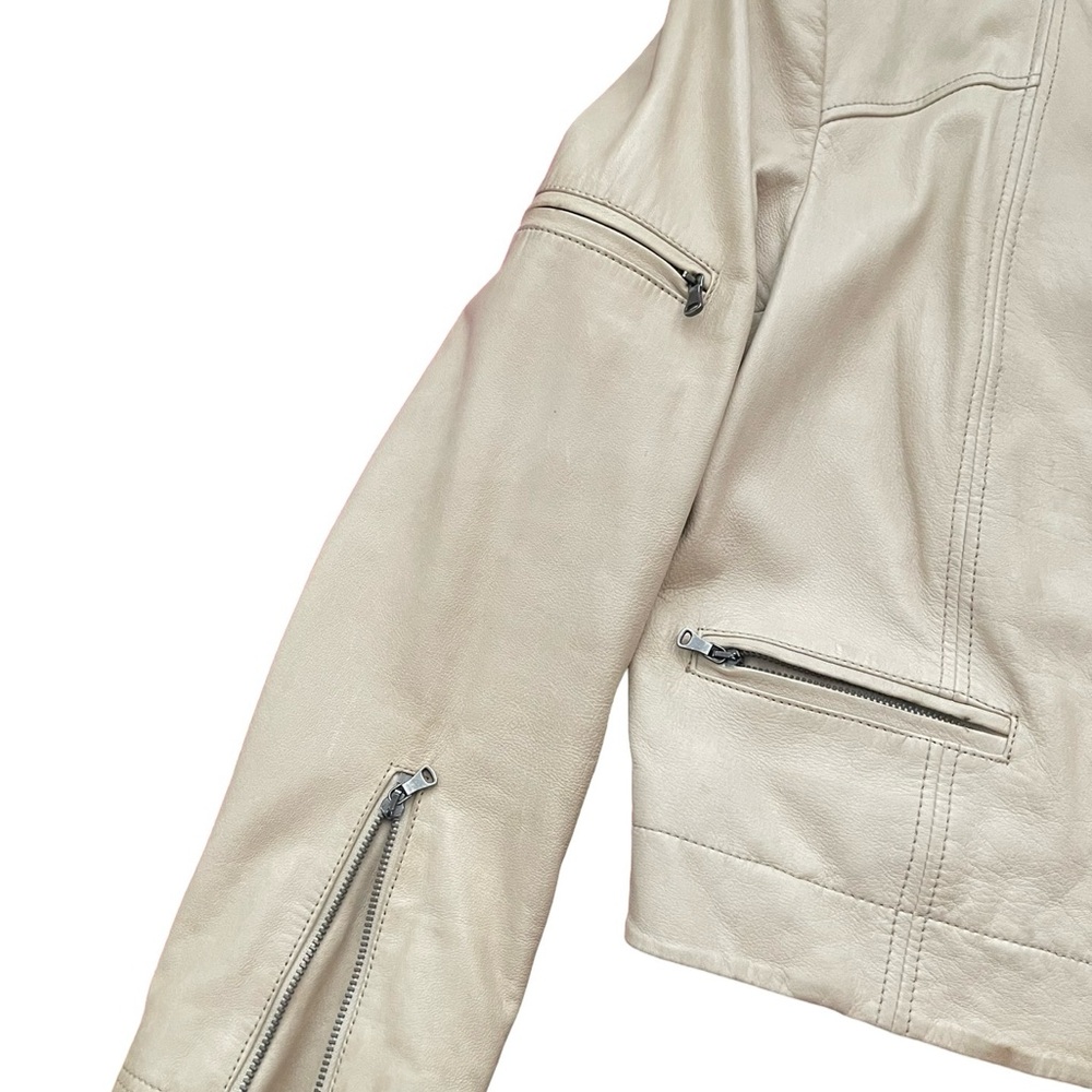 Alice + Olivia cream leather jacket, slightly worn